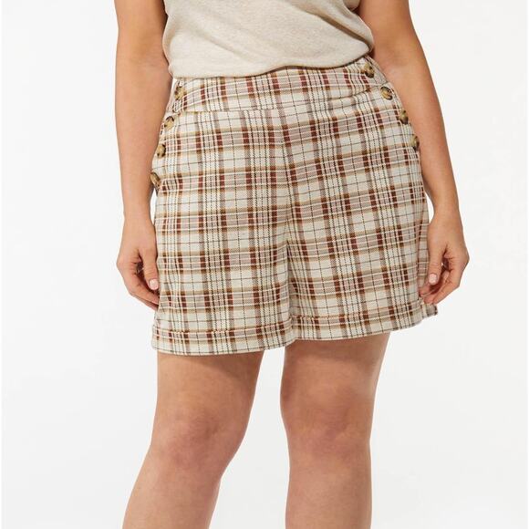 Cato Plus Size Plaid Sailor Button Shorts - Picture 1 of 8